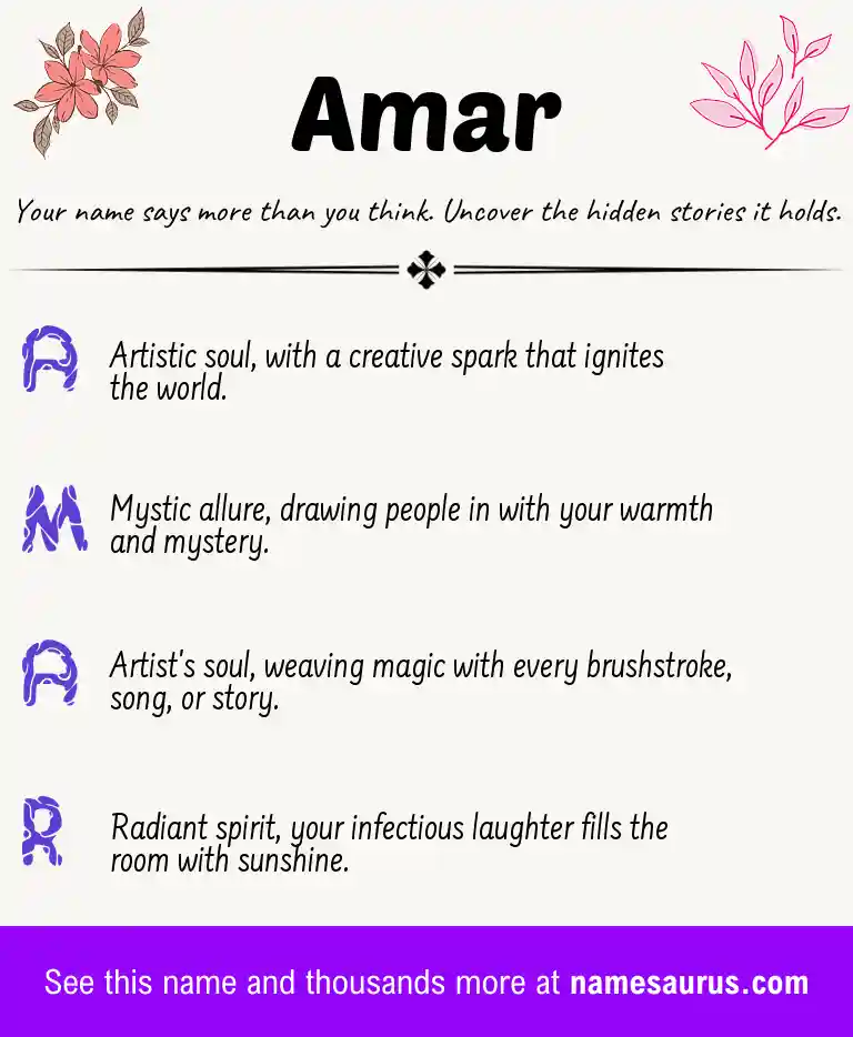 Acrostic poem about Amar.