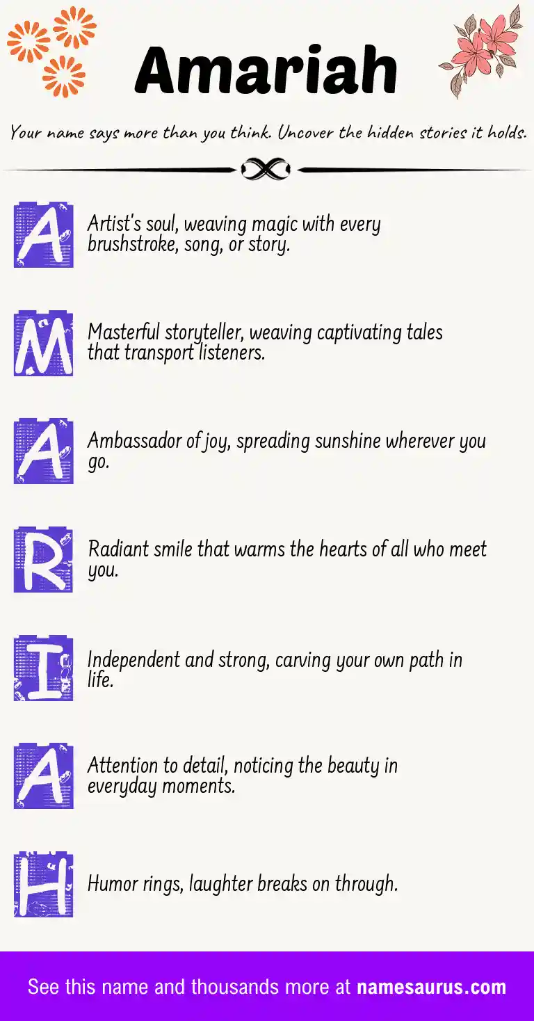 Acrostic poem about Amariah.