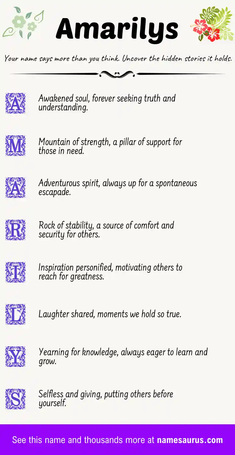 Acrostic poem about Amarilys.