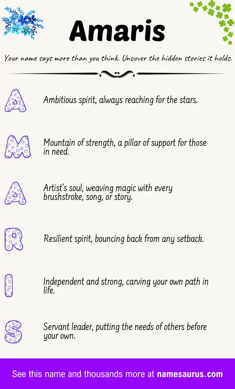 Acrostic poem about Amaris.