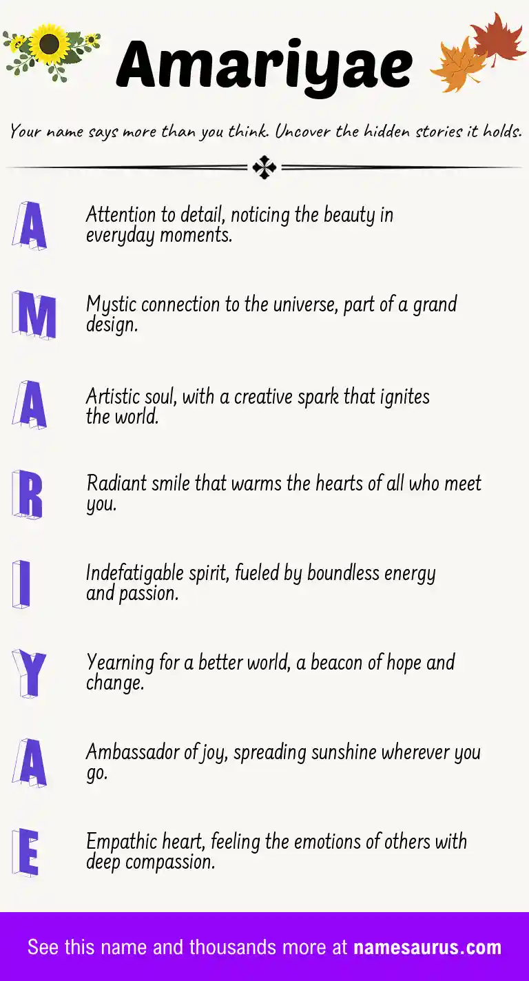 Acrostic poem about Amariyae.