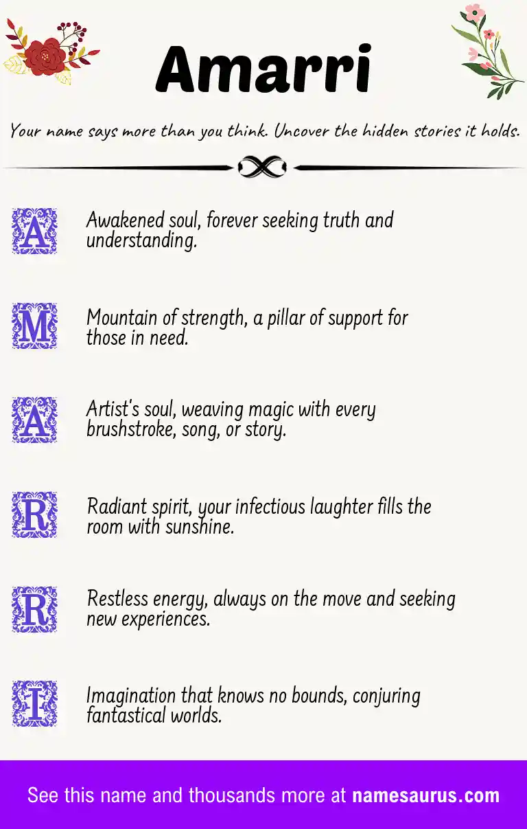 Acrostic poem about Amarri.