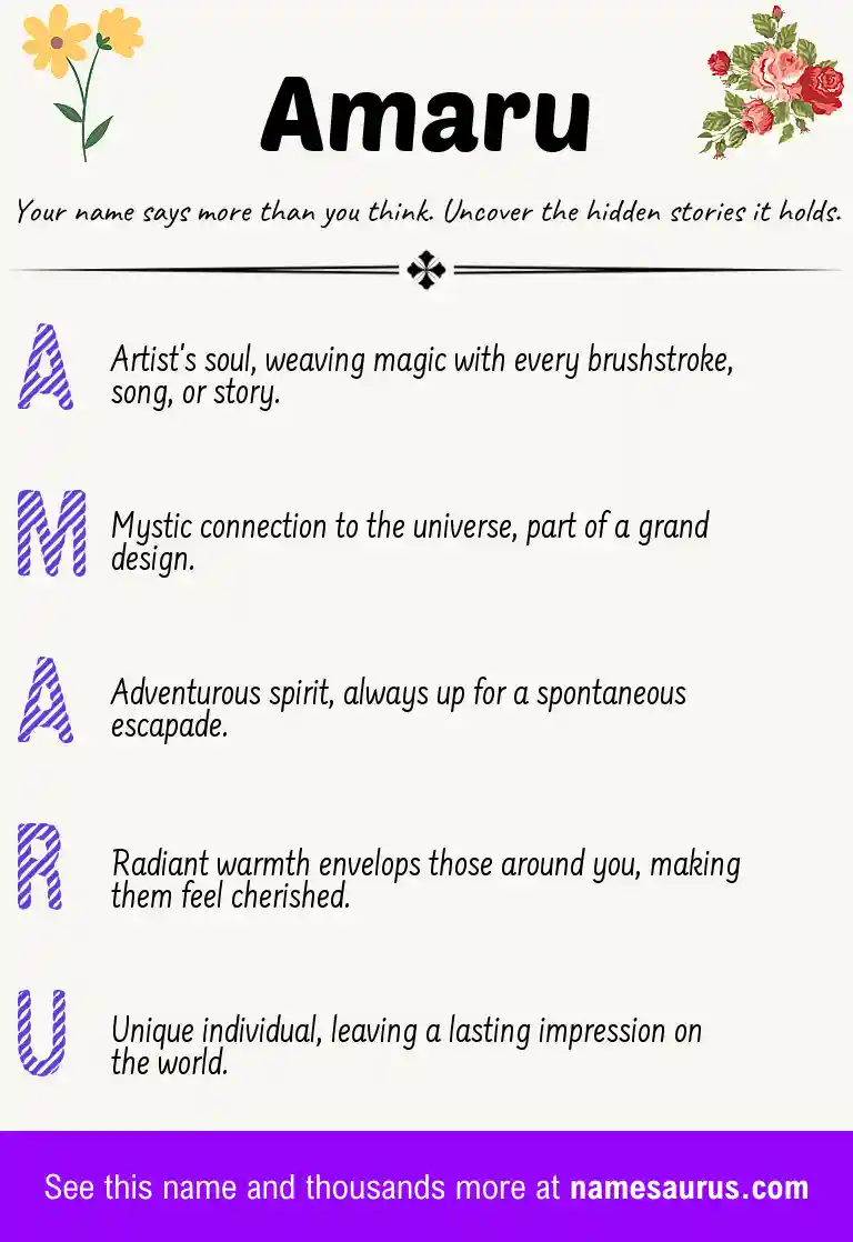 Acrostic poem about Amaru.
