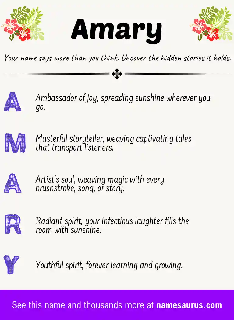 Acrostic poem about Amary.