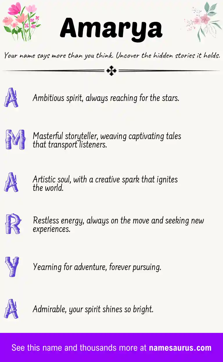 Acrostic poem about Amarya.