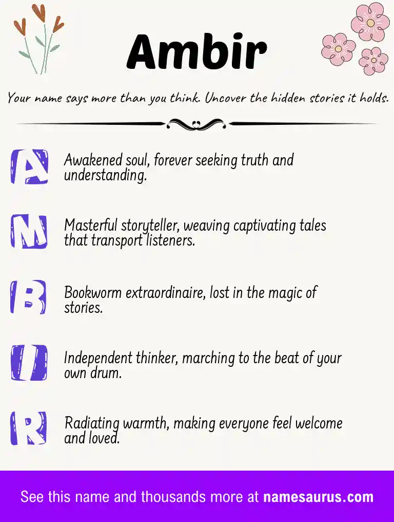 Acrostic poem about Ambir.