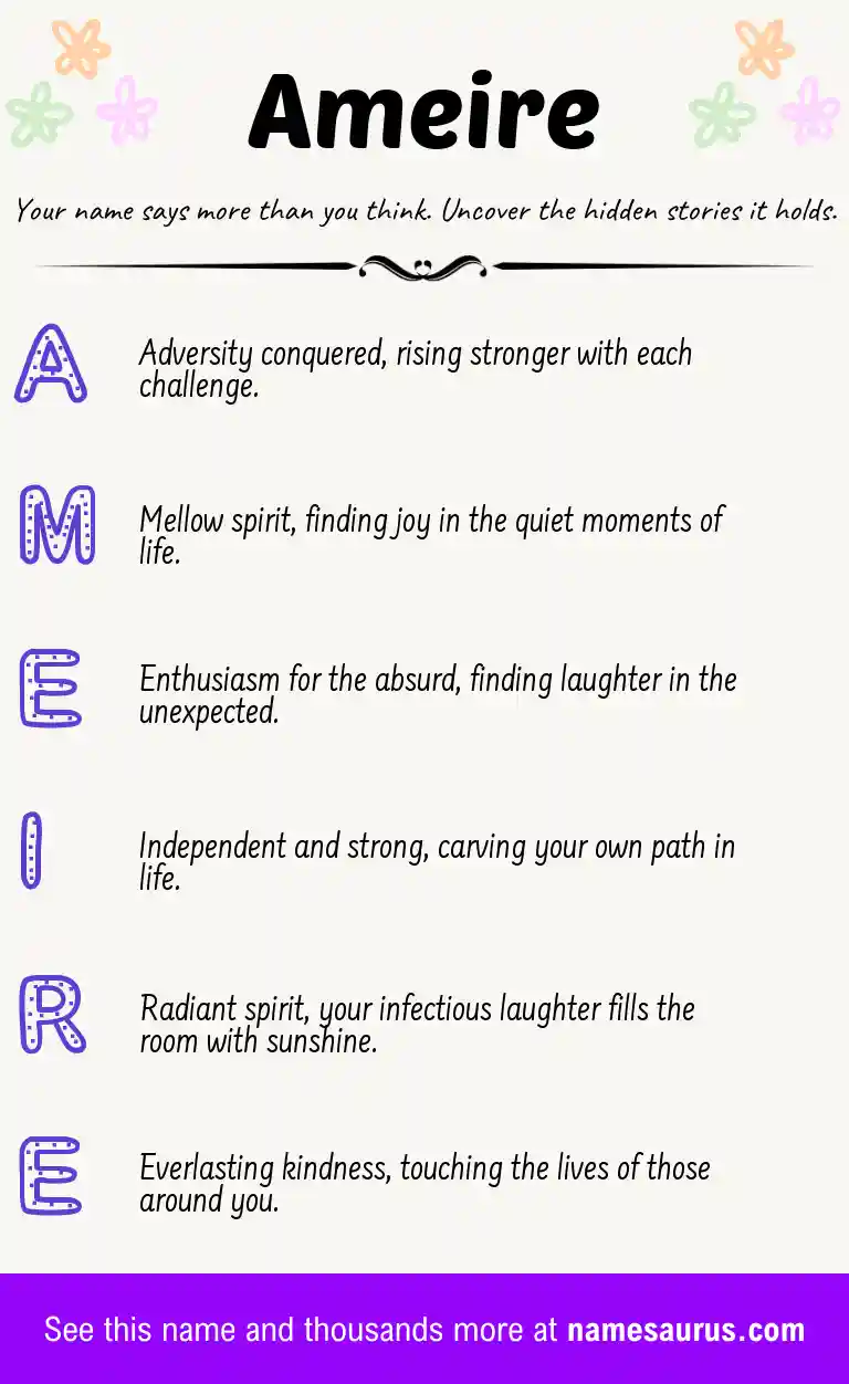 Acrostic poem about Ameire.