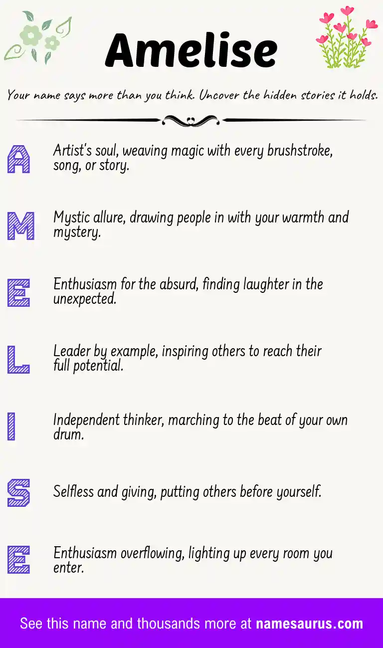 Acrostic poem about Amelise.