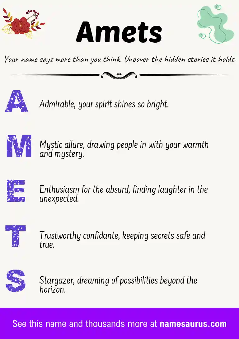 Acrostic poem about Amets.
