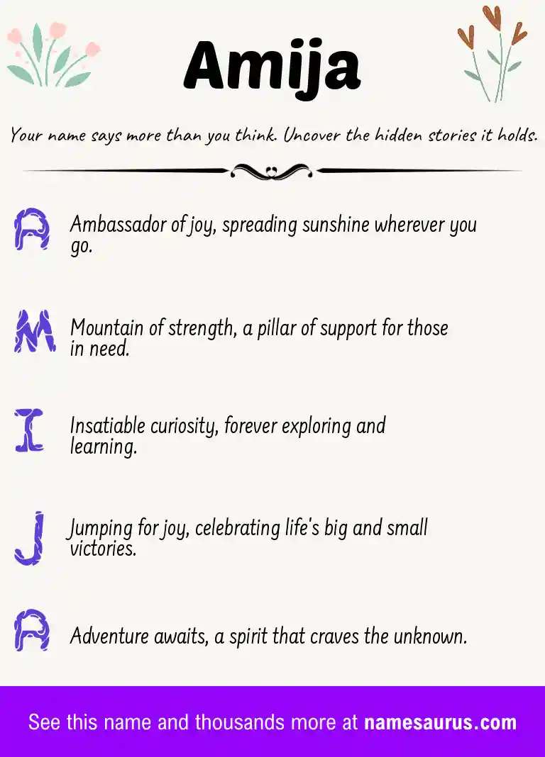 Acrostic poem about Amija.