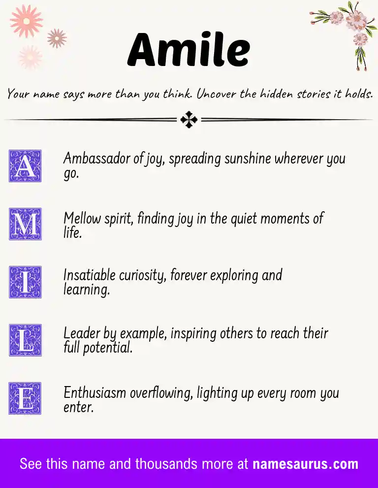 Acrostic poem about Amile.