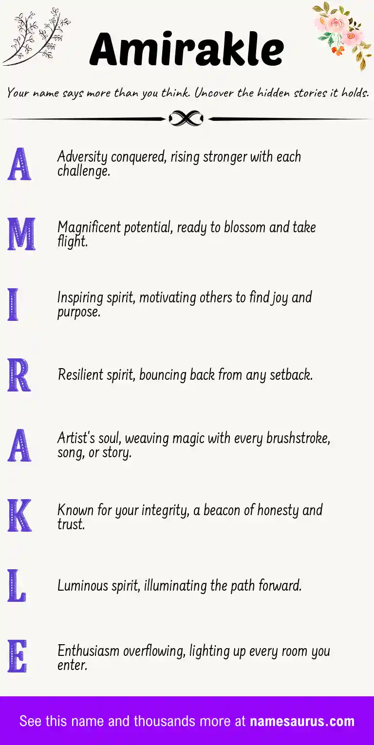 Acrostic poem about Amirakle.
