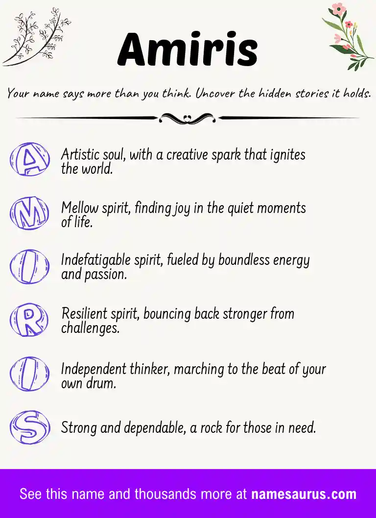 Acrostic poem about Amiris.