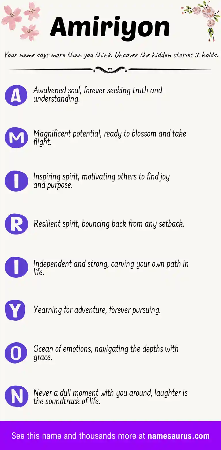 Acrostic poem about Amiriyon.