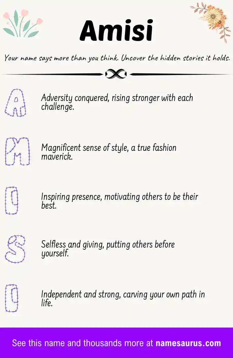 Acrostic poem about Amisi.