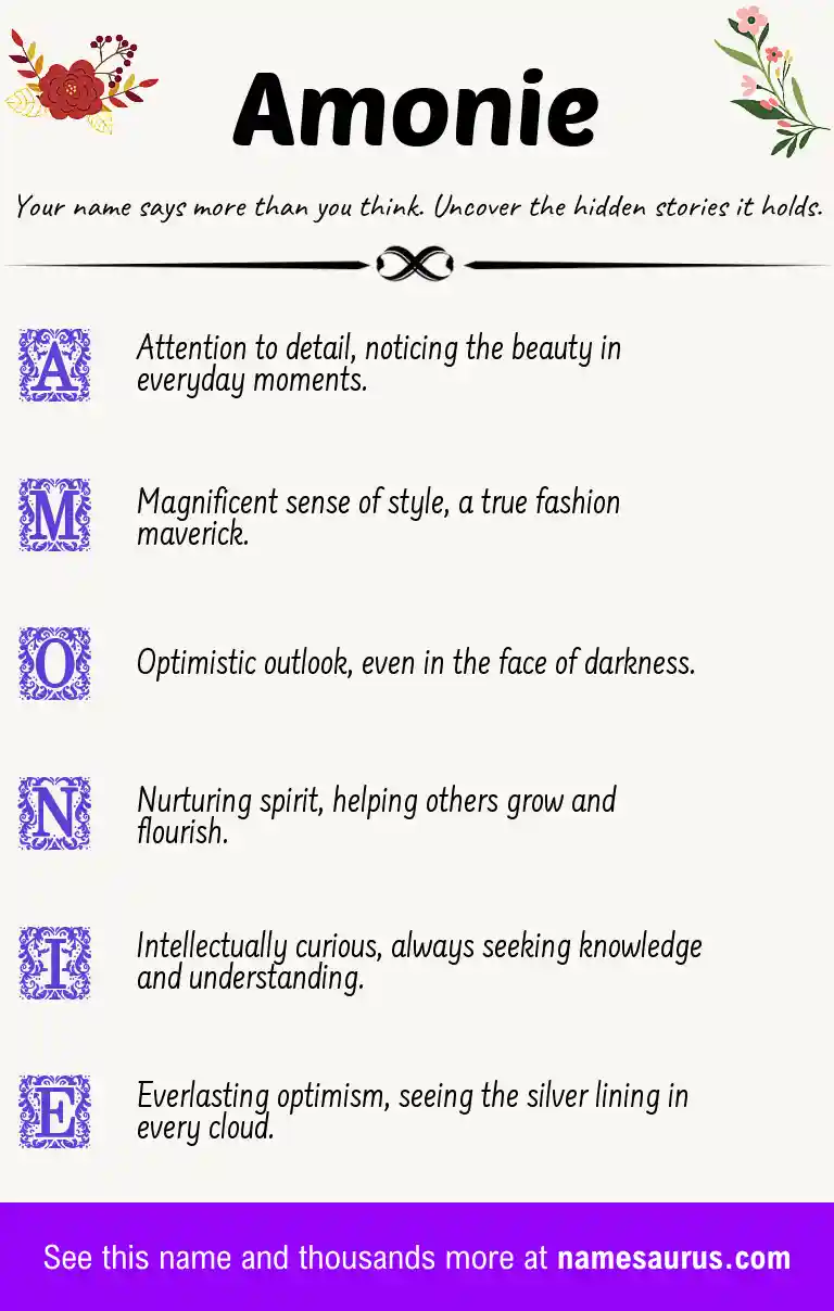 Acrostic poem about Amonie.