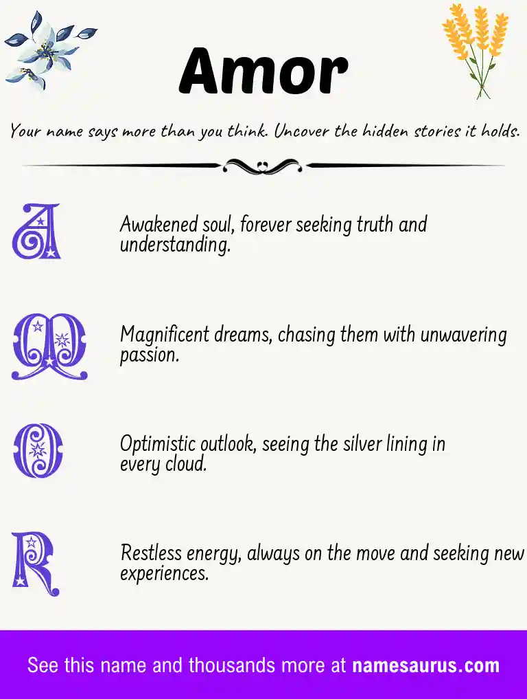 Acrostic poem about Amor.