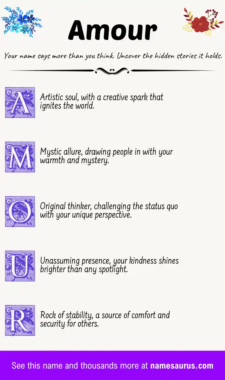 Acrostic poem about Amour.