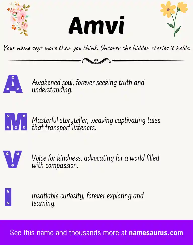 Acrostic poem about Amvi.