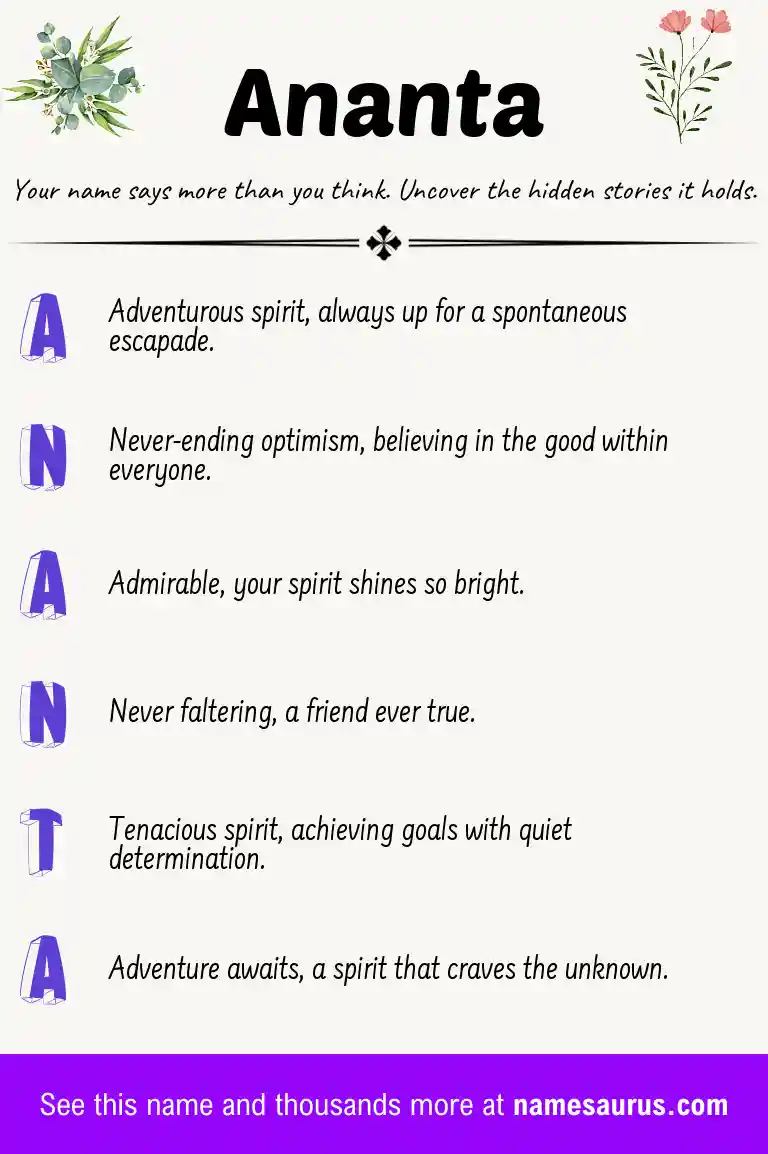 Acrostic poem about Ananta.