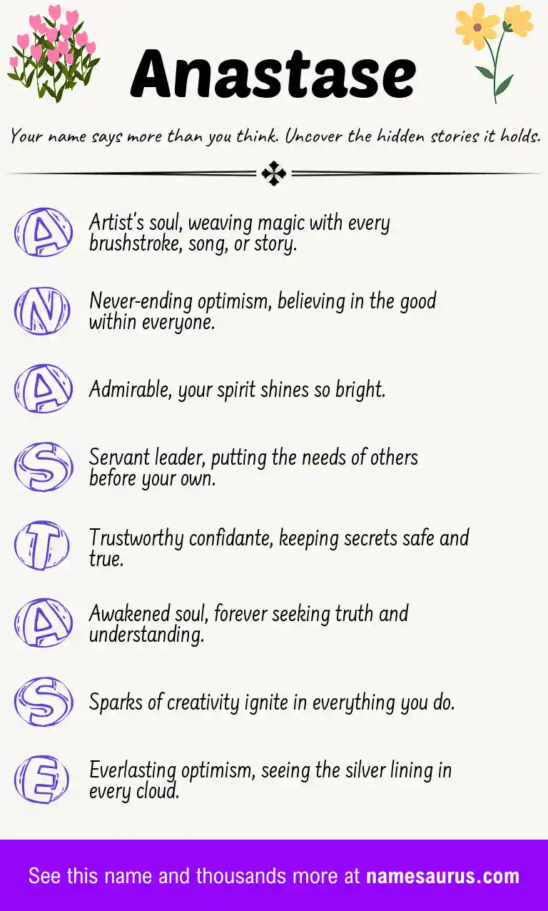 Acrostic poem about Anastase.