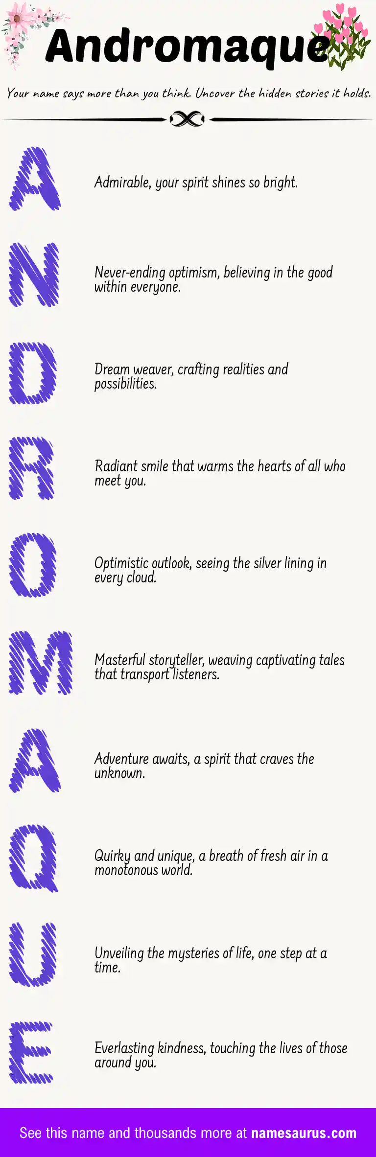 Acrostic poem about Andromaque.
