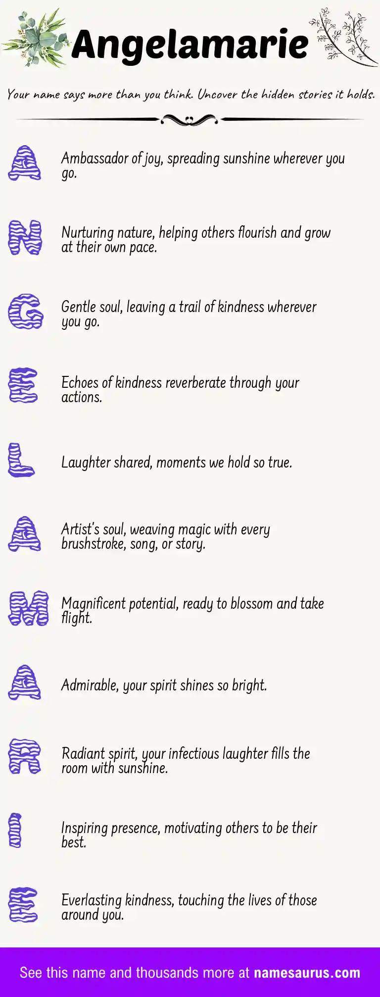 Acrostic poem about Angelamarie.