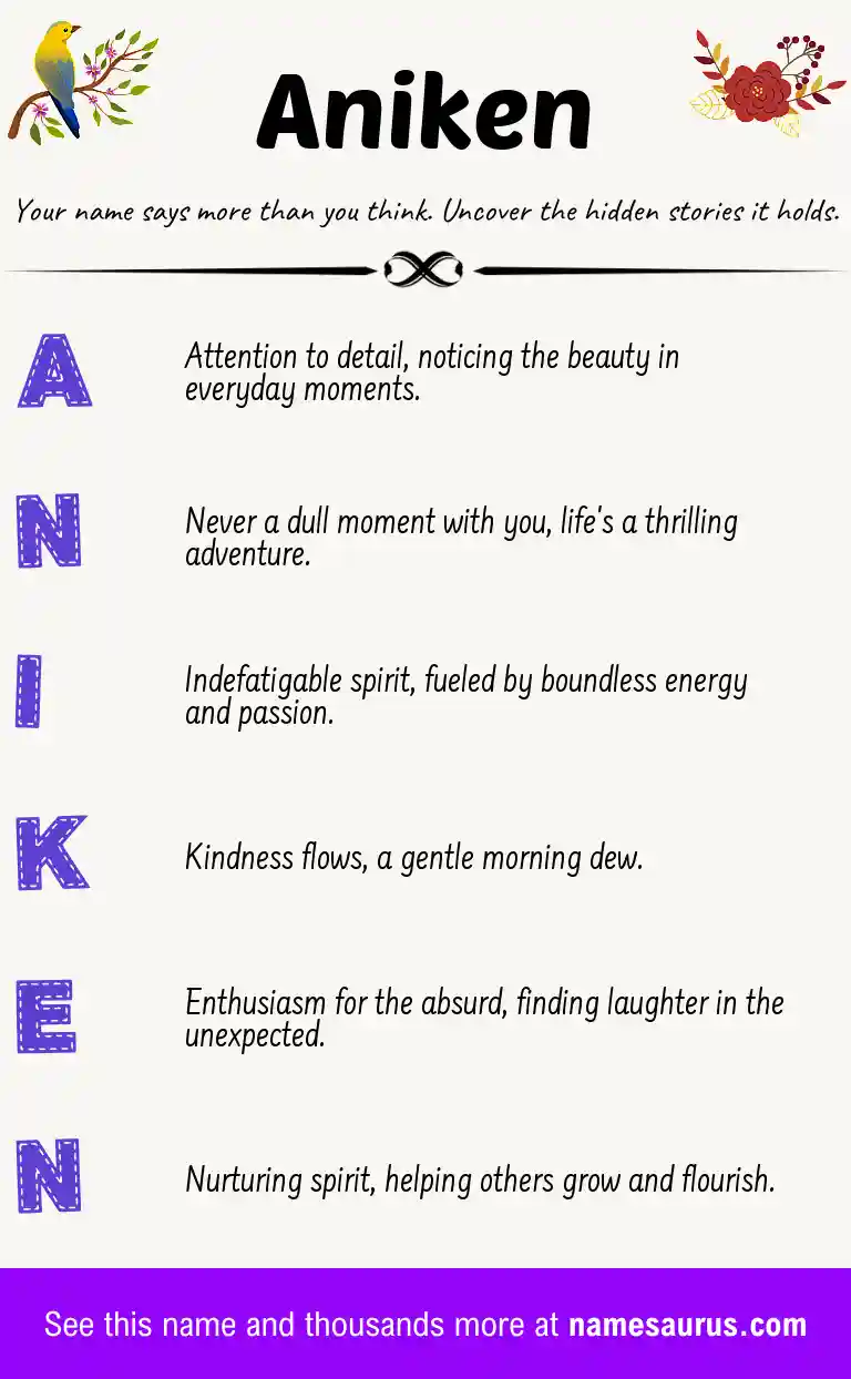 Acrostic poem about Aniken.