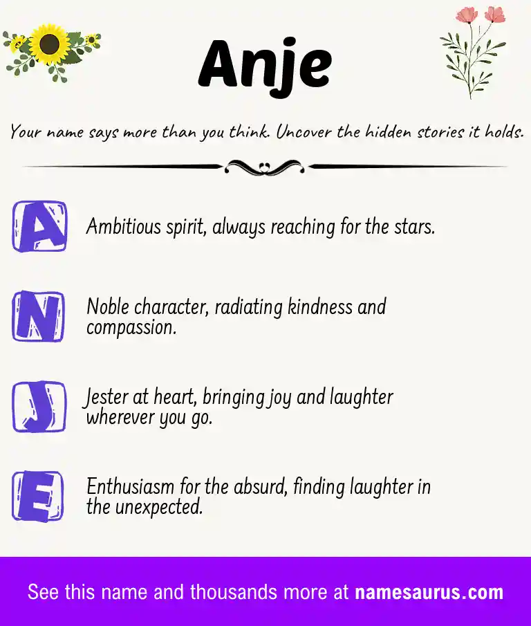 Acrostic poem about Anje.