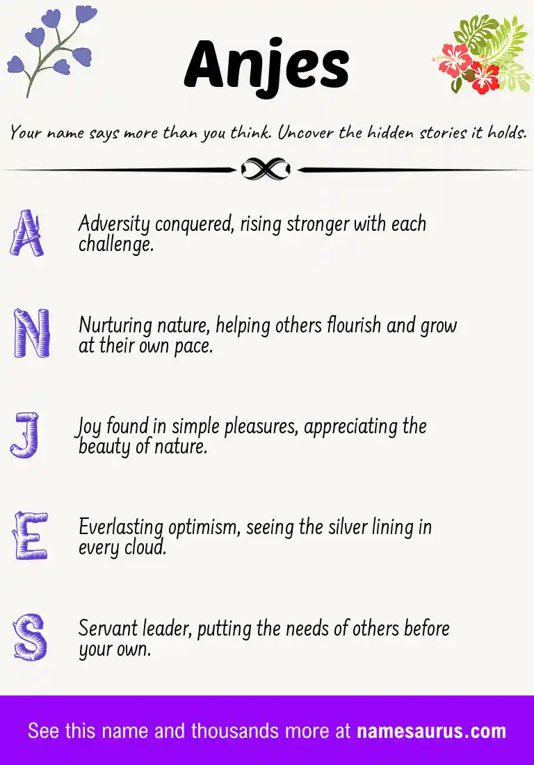 Acrostic poem about Anjes.