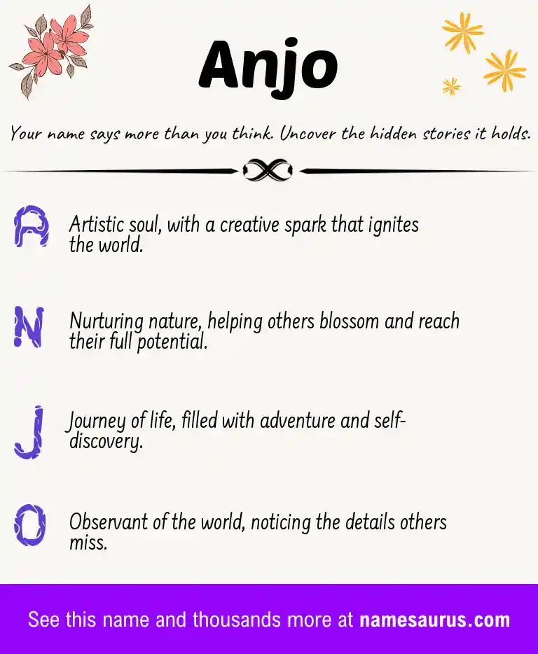 Acrostic poem about Anjo.