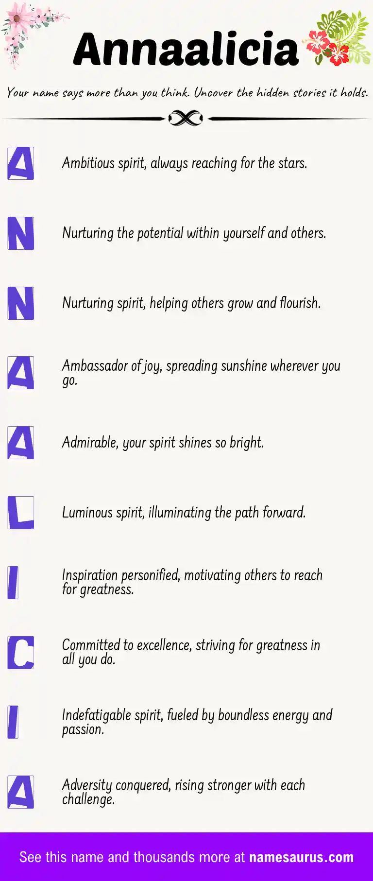 Acrostic poem about Annaalicia.