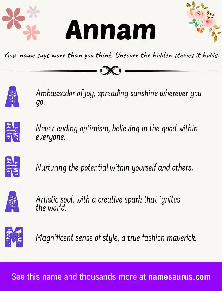 Acrostic poem about Annam.