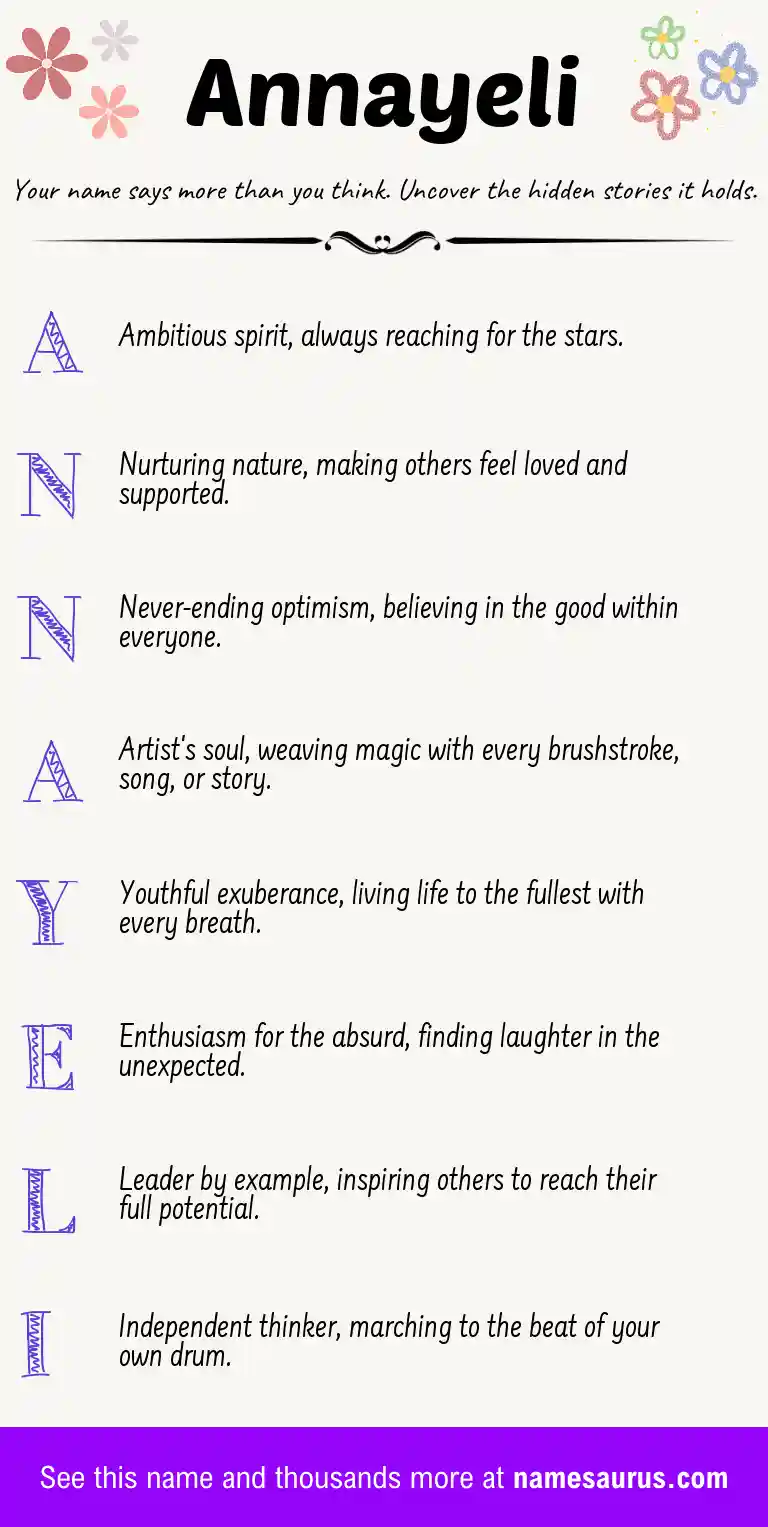 Acrostic poem about Annayeli.