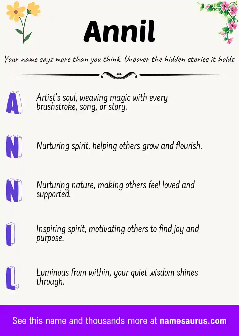 Acrostic poem about Annil.