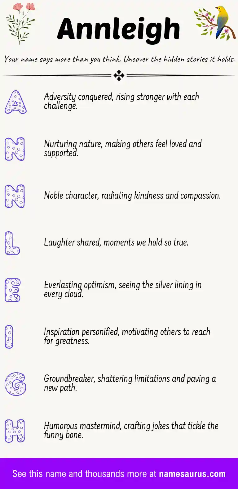 Acrostic poem about Annleigh.