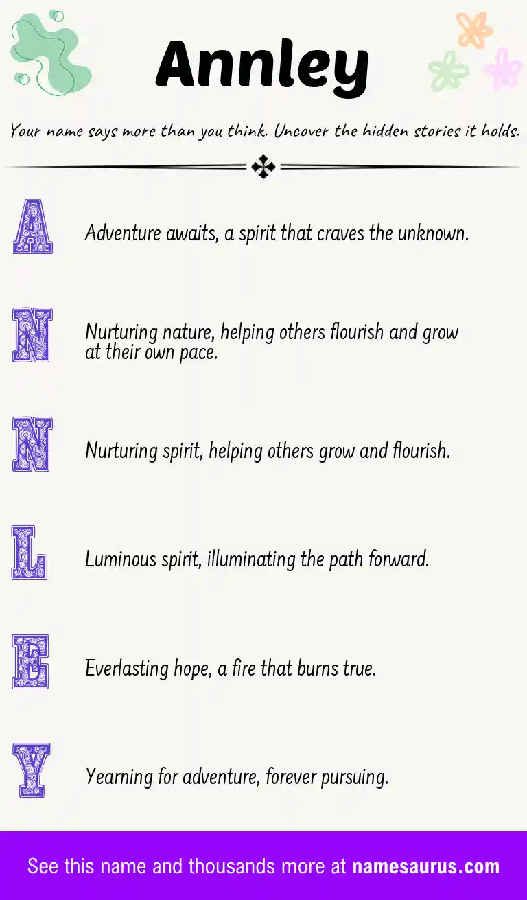 Acrostic poem about Annley.