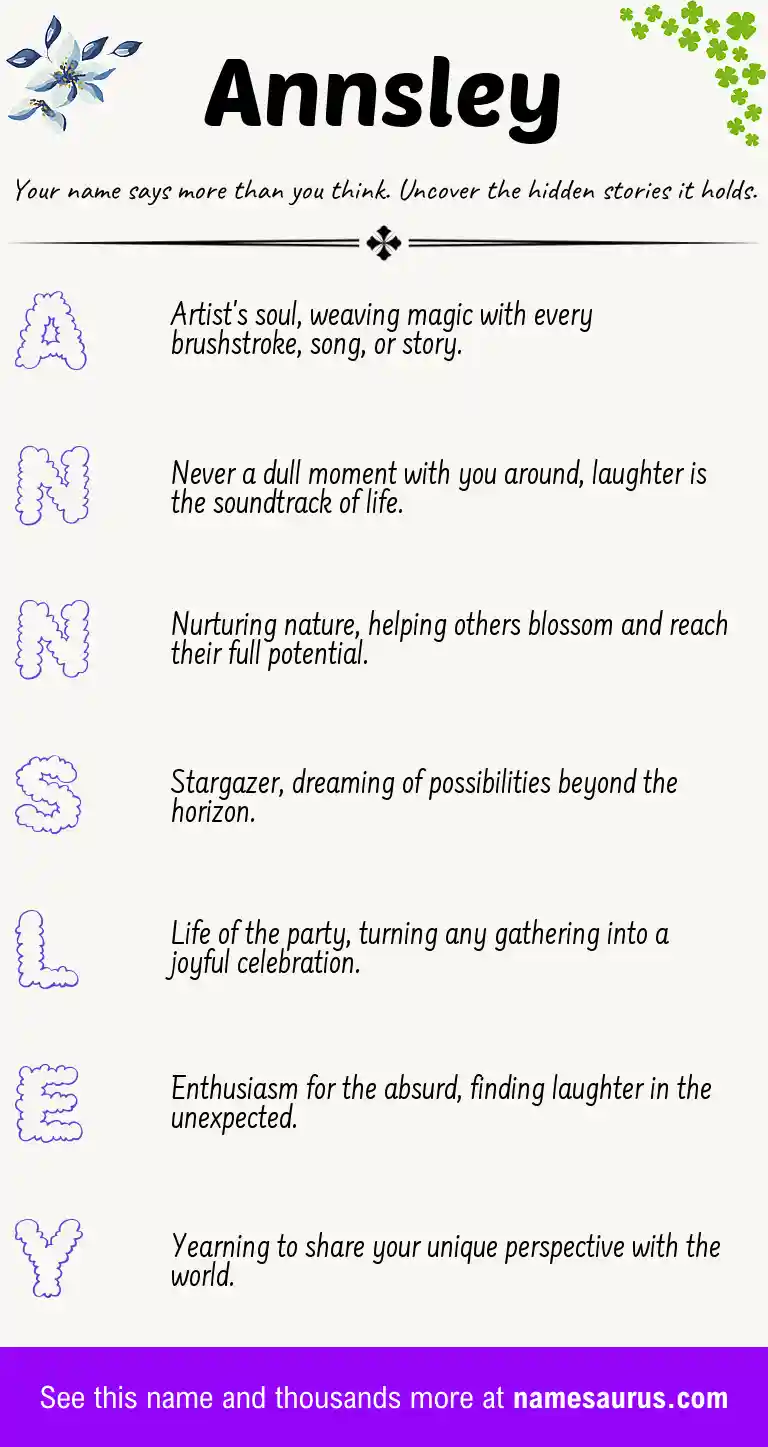 Acrostic poem about Annsley.