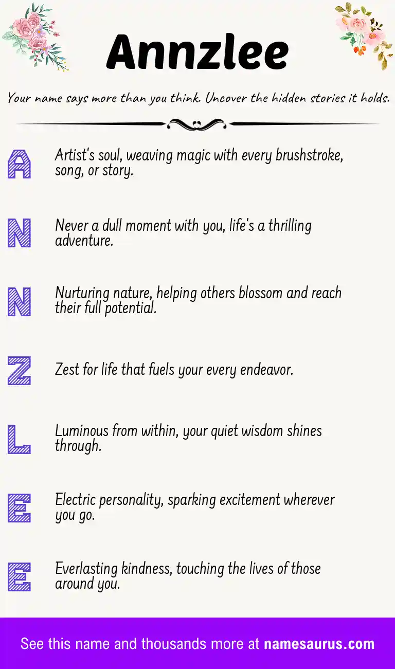 Acrostic poem about Annzlee.