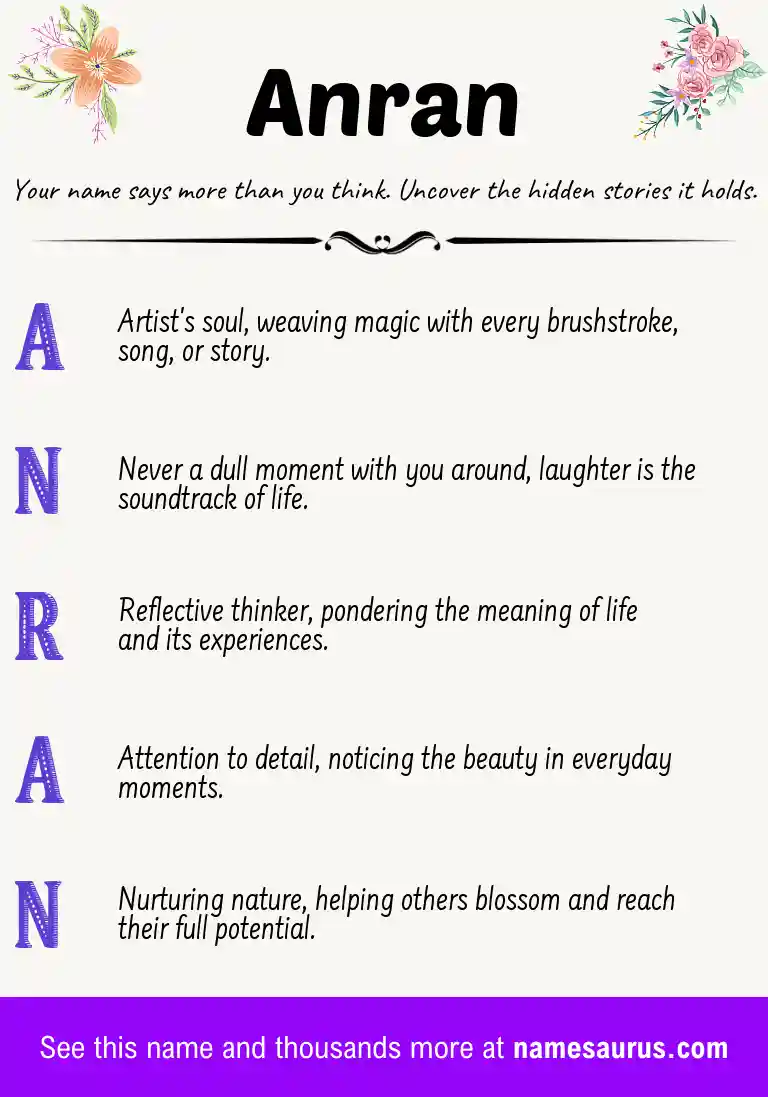 Acrostic poem about Anran.