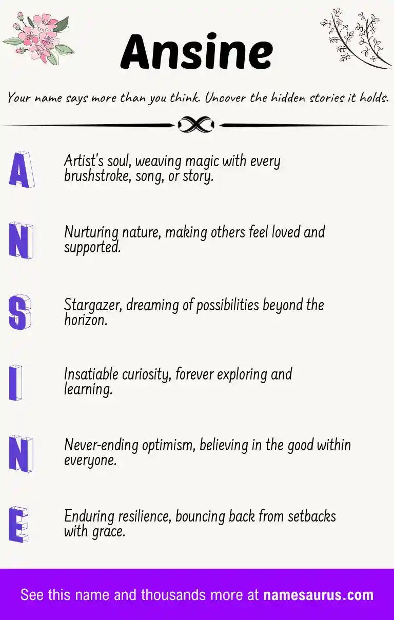Acrostic poem about Ansine.