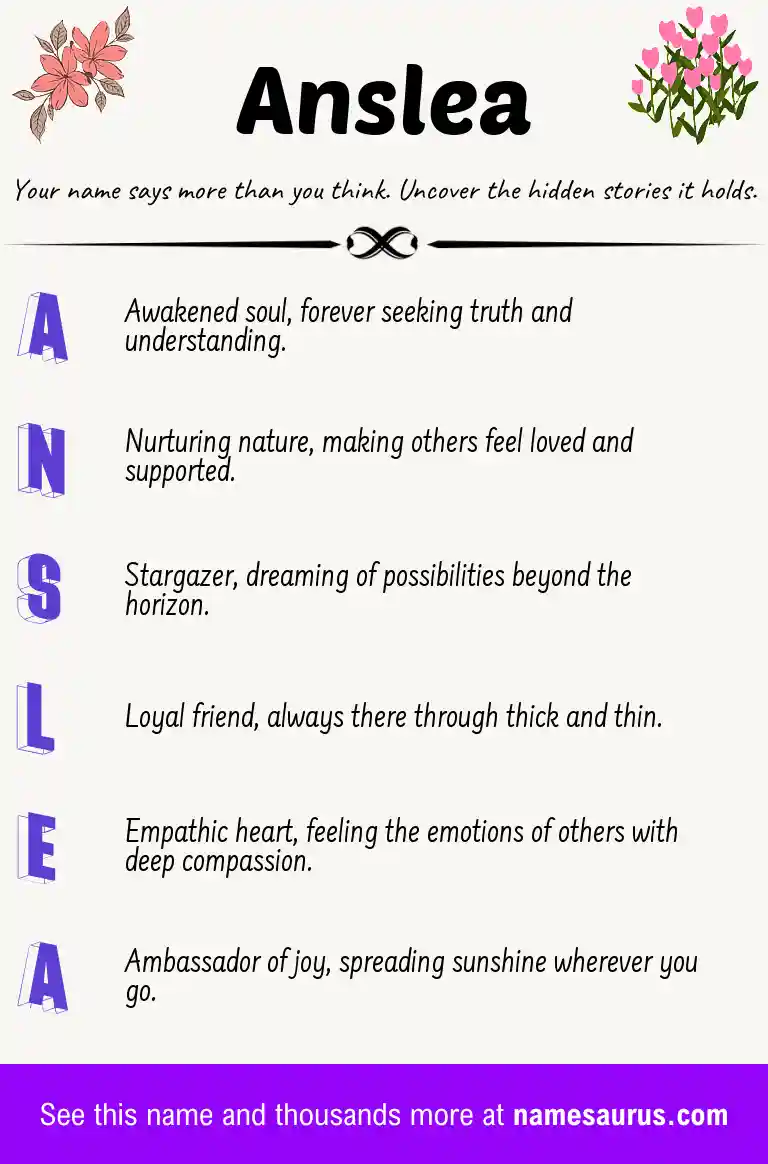 Acrostic poem about Anslea.