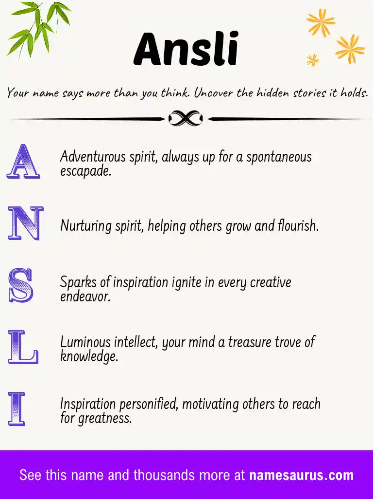 Acrostic poem about Ansli.