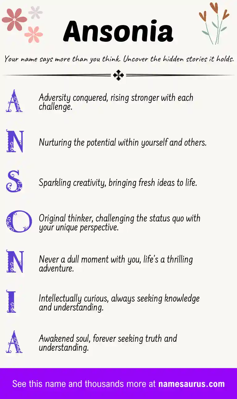 Acrostic poem about Ansonia.