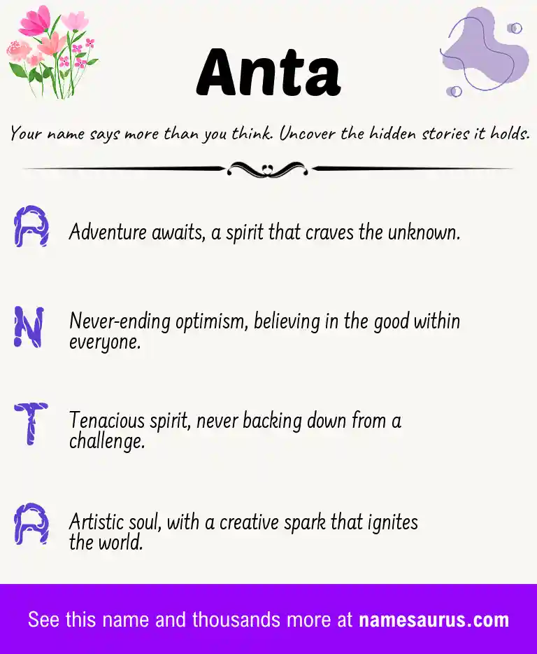 Acrostic poem about Anta.
