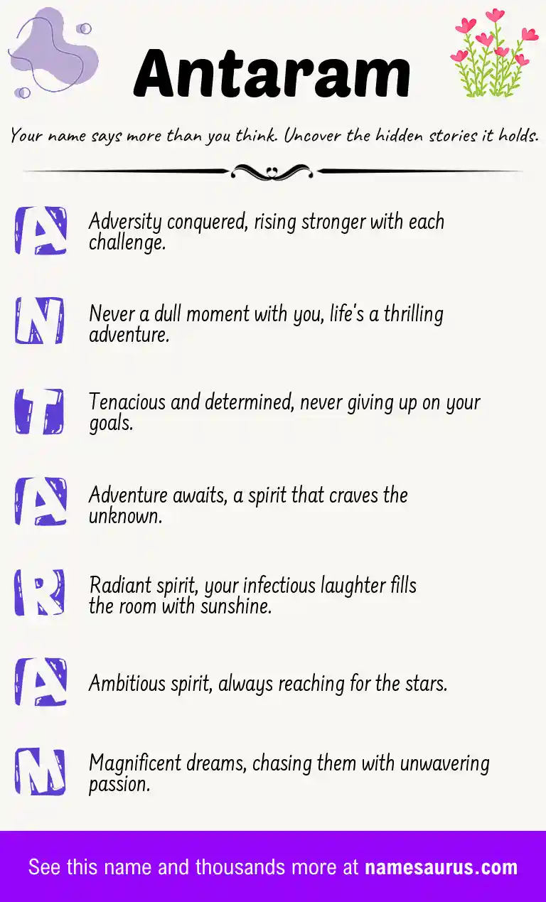 Acrostic poem about Antaram.