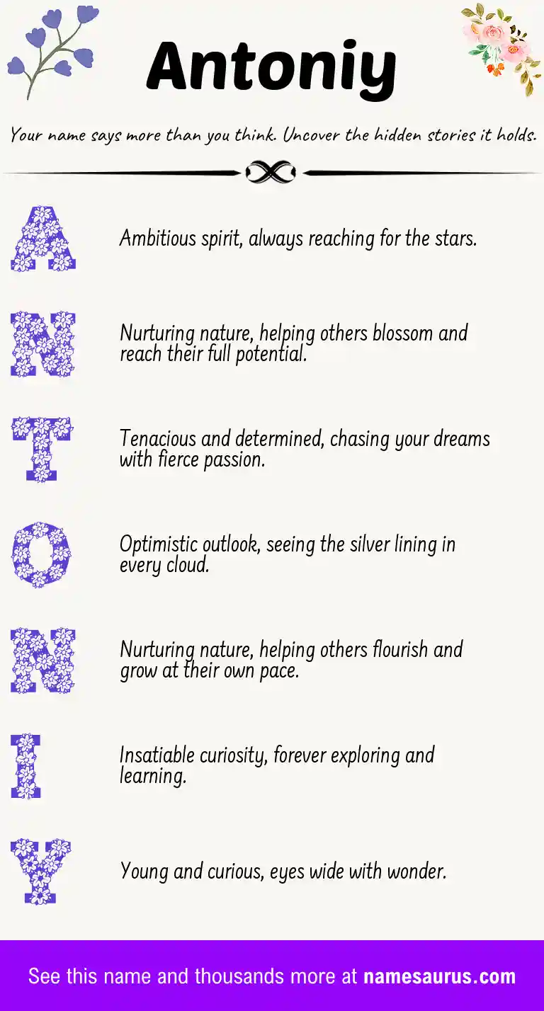 Acrostic poem about Antoniy.