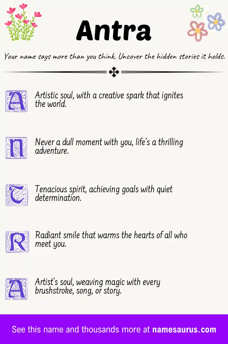 Acrostic poem about Antra.