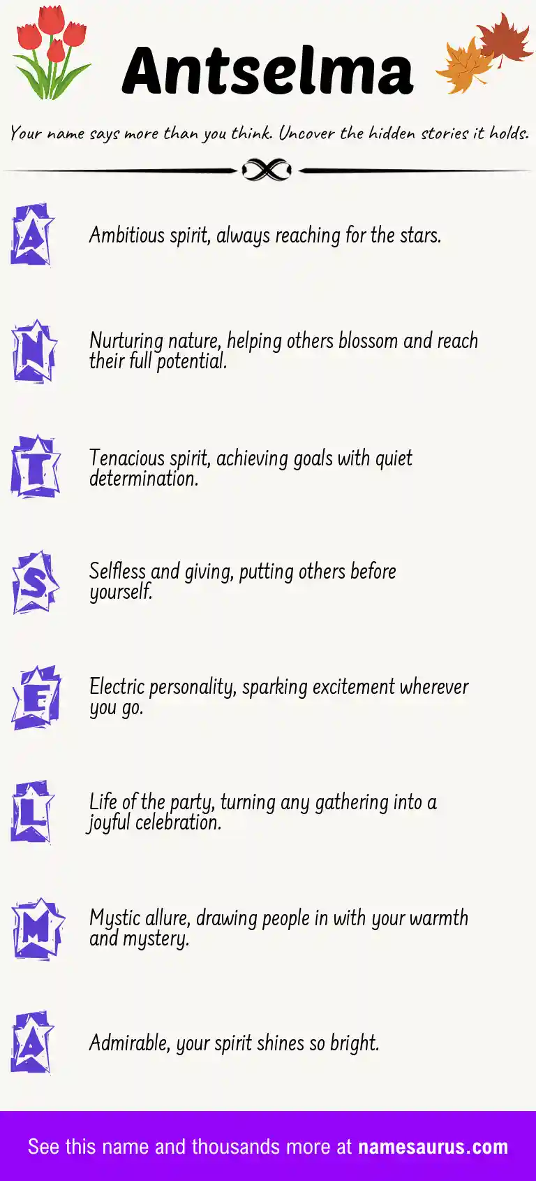 Acrostic poem about Antselma.