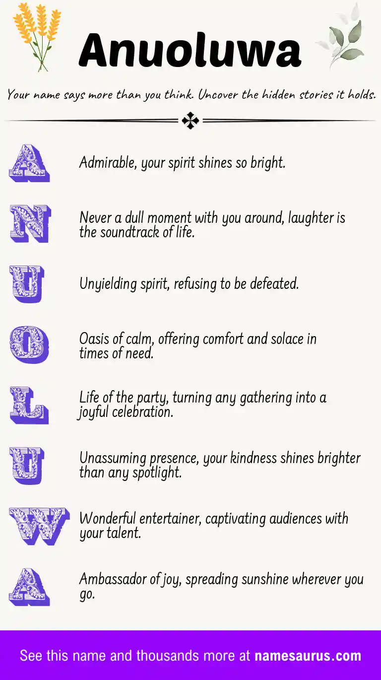 Acrostic poem about Anuoluwa.